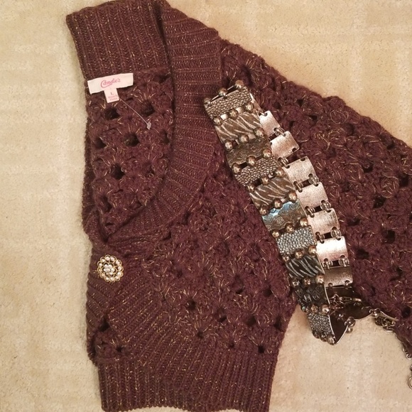 *sold*Beautiful Candies Shrug Crochet Brown Sz L - Picture 5 of 5